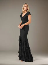Mermaid V-Neck Floor-Length Ruffle Chiffon Mother of the Bride Dress